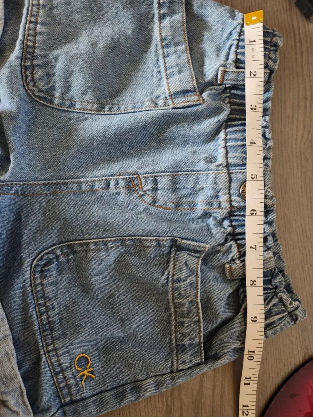 Girls Jean Shorts Size 6 Calvin Klein Elastic Waist Light Blue Denim Pockets - Picture 7 of 7